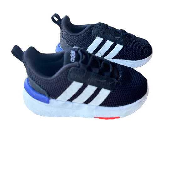 adidas Racer TR21 Sneaker tennis shoe Toddler size 5 black white and blue - Picture 2 of 6
